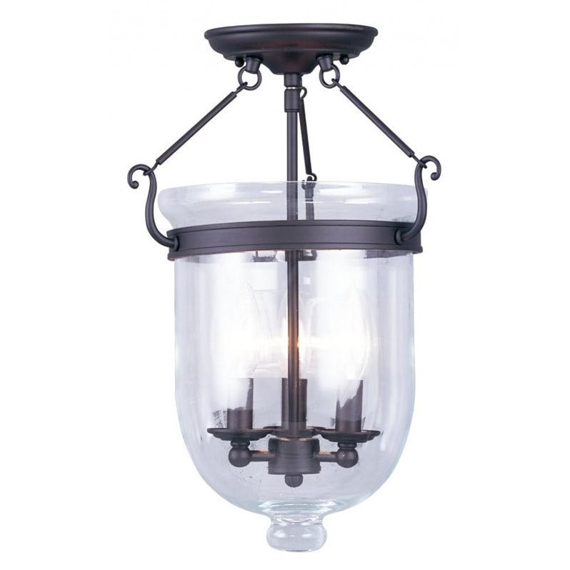 Jefferson Bronze 3-Light Indoor/Outdoor Glass Jar Fixture