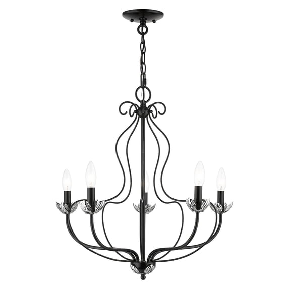 42905-68 Livex Lighting Katarina - 5 Light Chandelier In Transitional Style-23 Inches Tall and 23 Inches Wide-Shiny Black Finish -Traditional