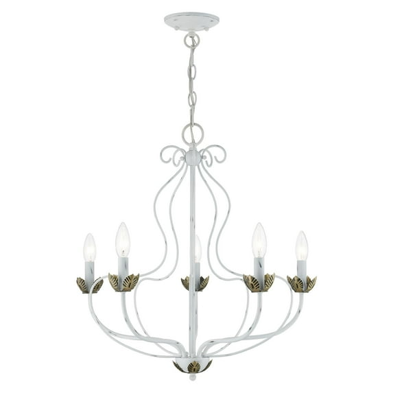 42905-60 Livex Lighting Katarina - 5 Light Chandelier In Transitional Style-23 Inches Tall and 23 Inches Wide-Antique White Finish -Traditional