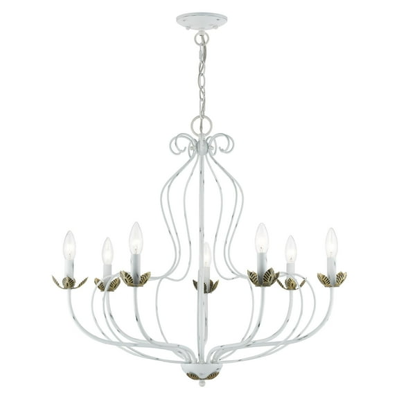 42907-60 Livex Lighting Katarina - 7 Light Chandelier In Transitional Style-26 Inches Tall and 28 Inches Wide-Antique White Finish    -Traditional