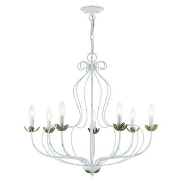 42907-60-Livex Lighting-Katarina - 7 Light Chandelier In Transitional Style-26 Inches Tall and 28 Inches Wide-Antique White Finish    -Traditional