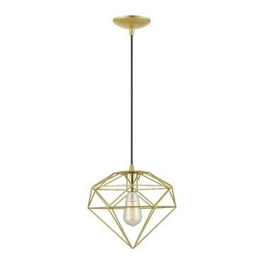 49152-33-Livex Lighting-Knox - 1 Light Pendant In Geometric Style-17.25 Inches Tall and 10.5 Inches Wide-Soft Gold/Polished Brass Finish