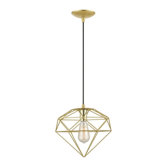 49152-33 Livex Lighting Knox - 1 Light Pendant In Geometric Style-17.25 Inches Tall and 10.5 Inches Wide-Soft Gold/Polished Brass Finish
