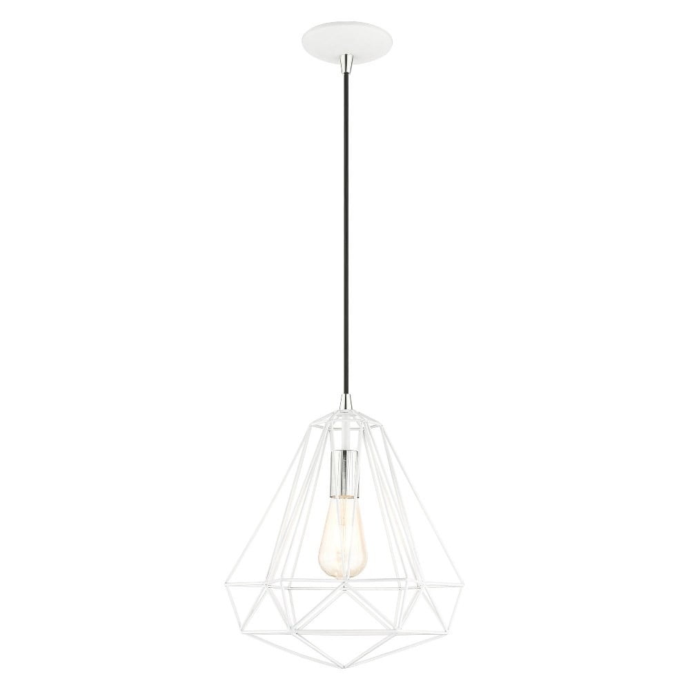 Shiny White Mini LED Pendant Light with Hand-Welded Frame