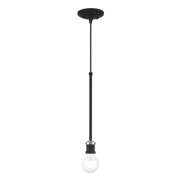 47161-04 Livex Lighting Lansdale - 1 Light Pendant In Transitional Style-21 Inches Tall and 5 Inches Wide-Black/Brushed Nickel Finish    -Traditional