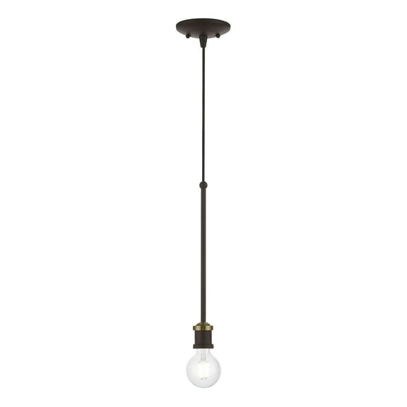 47161-07 Livex Lighting Lansdale - 1 Light Pendant In Transitional Style-21 Inches Tall and 5 Inches Wide-Bronze/Antique Brass Finish    -Traditional