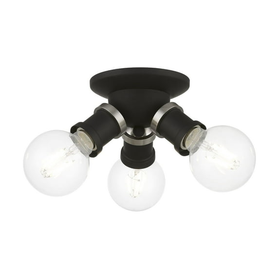 47169-04 Livex Lighting Lansdale - 3 Light Flush Mount In Transitional Style-4 Inches Tall and 7 Inches Wide-Black/Brushed Nickel Finish
