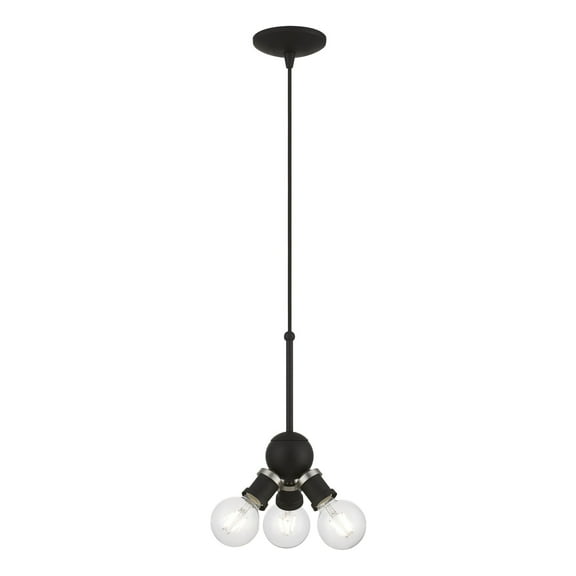 47164-04 Livex Lighting Lansdale - 3 Light Pendant In Transitional Style-17.5 Inches Tall and 7 Inches Wide-Black/Brushed Nickel Finish