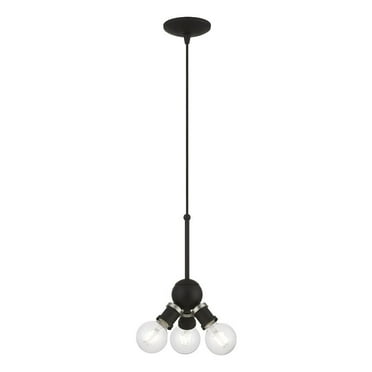47164-04-Livex Lighting-Lansdale - 3 Light Pendant In Transitional Style-17.5 Inches Tall and 7 Inches Wide-Black/Brushed Nickel Finish