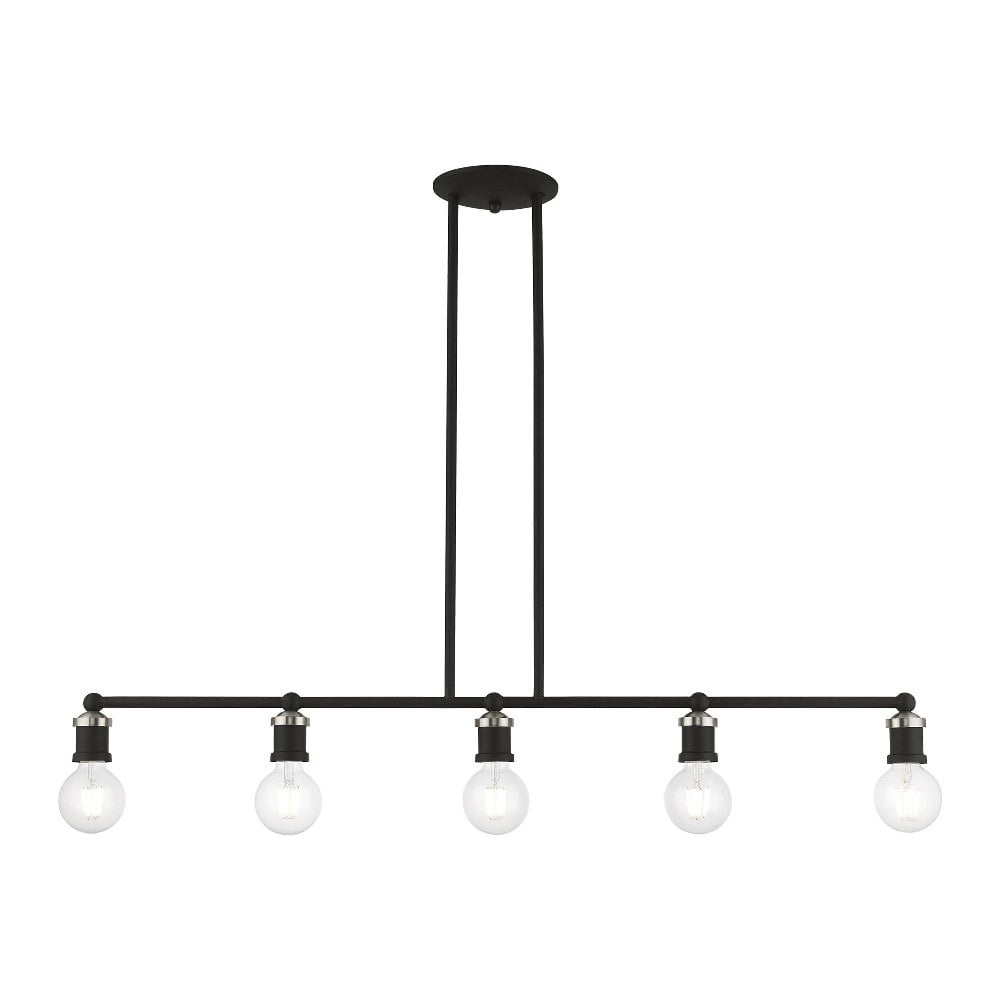 Elegant Lansdale 5-Light Linear Chandelier in Black and Brushed Nickel