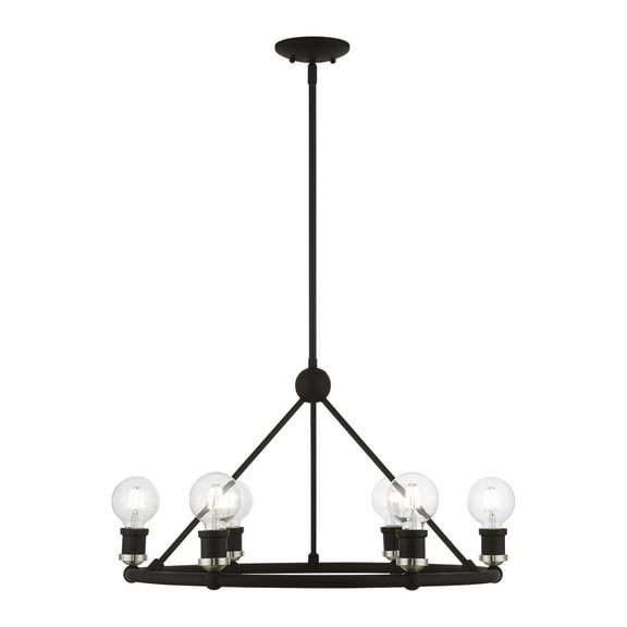 47166-04 Livex Lighting Lansdale - 6 Light Chandelier In Transitional Style-19.5 Inches Tall and 25 Inches Wide-Black/Brushed Nickel Finish