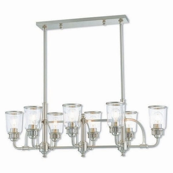Livex Lighting Lawrenceville 8 Light Linear Chandelier in Brushed Nickel