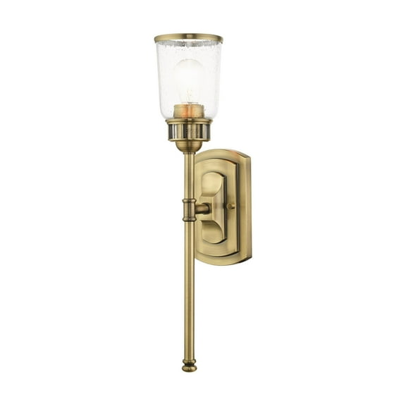 Livex Lighting   Lawrenceville Antique Brass 1 Light Single Sconce - 4.5"W x 21"H x 6"D