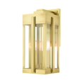 thumbnail image 1 of 27714-08 Livex Lighting Lexington - 3 Light Outdoor Wall Lantern in Art Deco Style - 8 Inches wide by 18 Inches high-Natural Brass Finish, 1 of 12