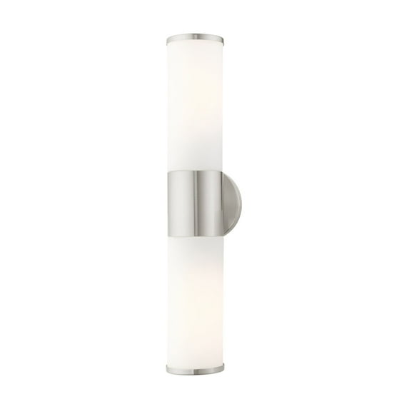 Livex Lighting Lindale 2-Light Metal/Glass Vanity ADA Sconce in Brushed Nickel