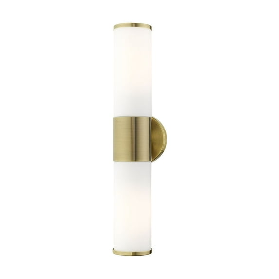 Livex Lighting Lindale 2-Light Metal/Glass Vanity ADA Sconce in Antique Brass