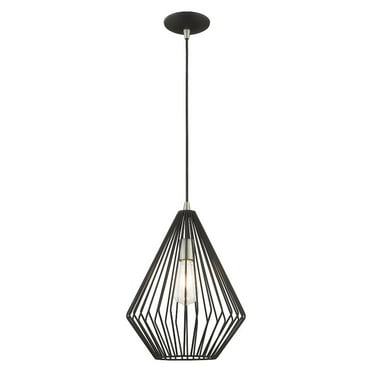 Livex Lighting Linz 1-Light Farmhouse Metal Single Pendant in Black