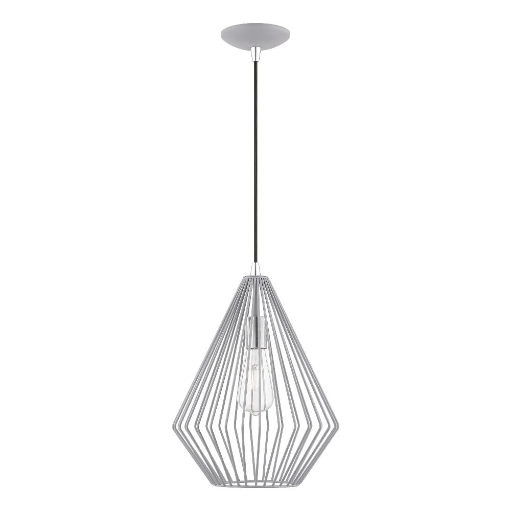 Nordic Gray and Polished Chrome 1-Light Indoor/Outdoor Pendant