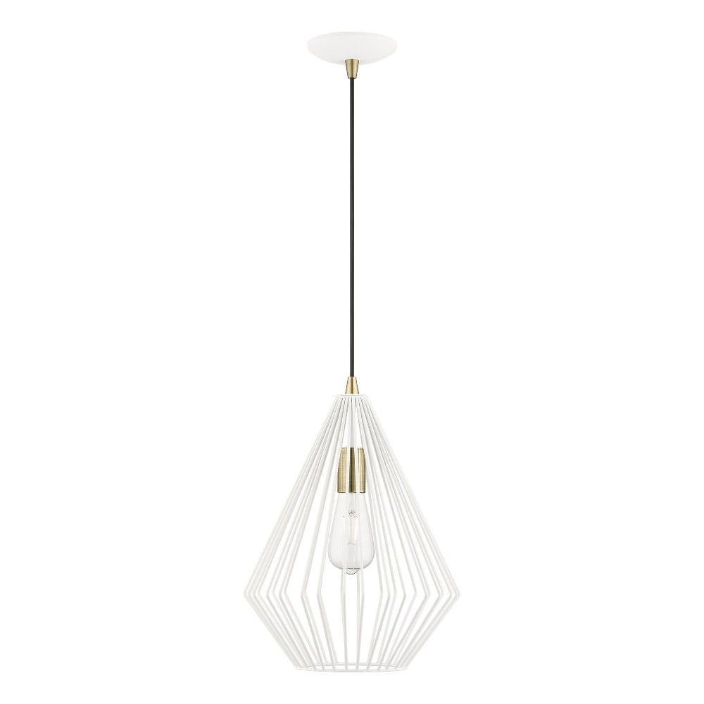 Linz Textured White and Antique Brass 1-Light Island Pendant