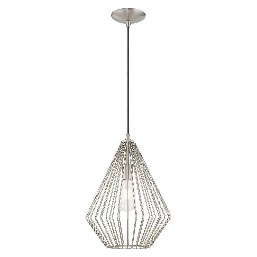 Contemporary Mini Pendant Light with Brushed Nickel Geometric Shade