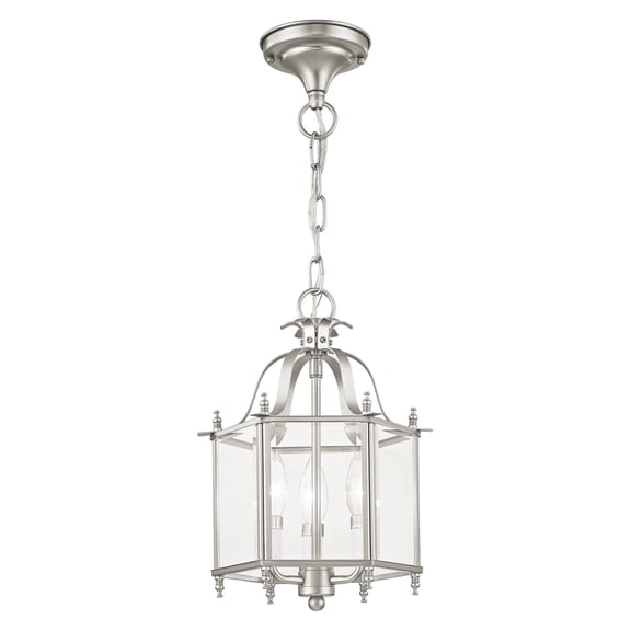 Livex Lighting Livingston 3 Light Brushed Nickel Chain Hang/Ceiling Mount