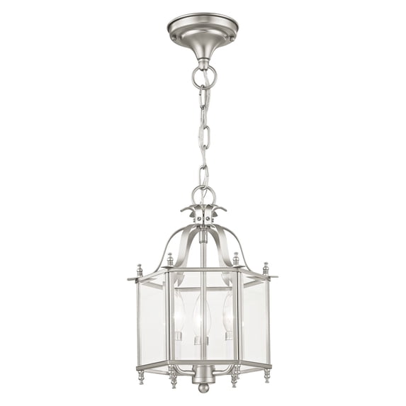 Livex Lighting Livingston 3 Light Brushed Nickel Chain Hang/Ceiling Mount