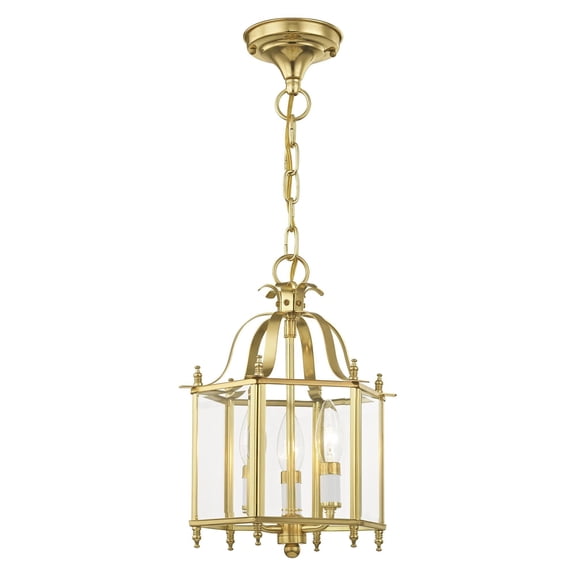 Livex Lighting Livingston 3 Light Polished Brass Chain Hang/Ceiling Mount