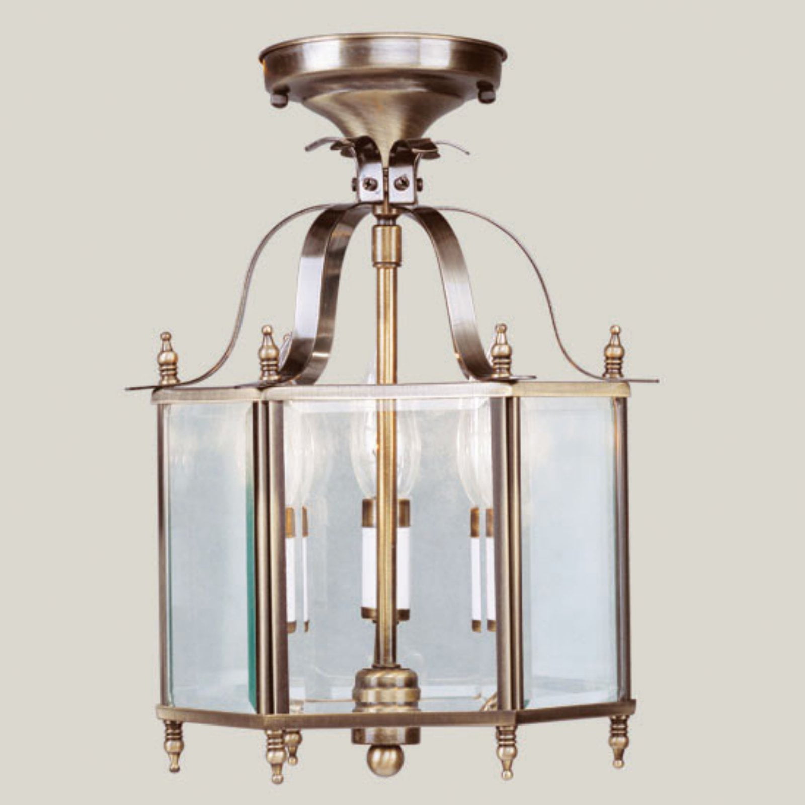 Livingston Mini 3-Light Pendant with Antique Brass Finish and Clear Beveled Glass
