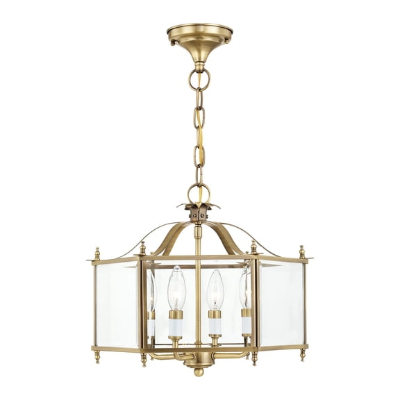Livex Lighting Livingston 4 Light Antique Brass Chain Hang/Ceiling Mount