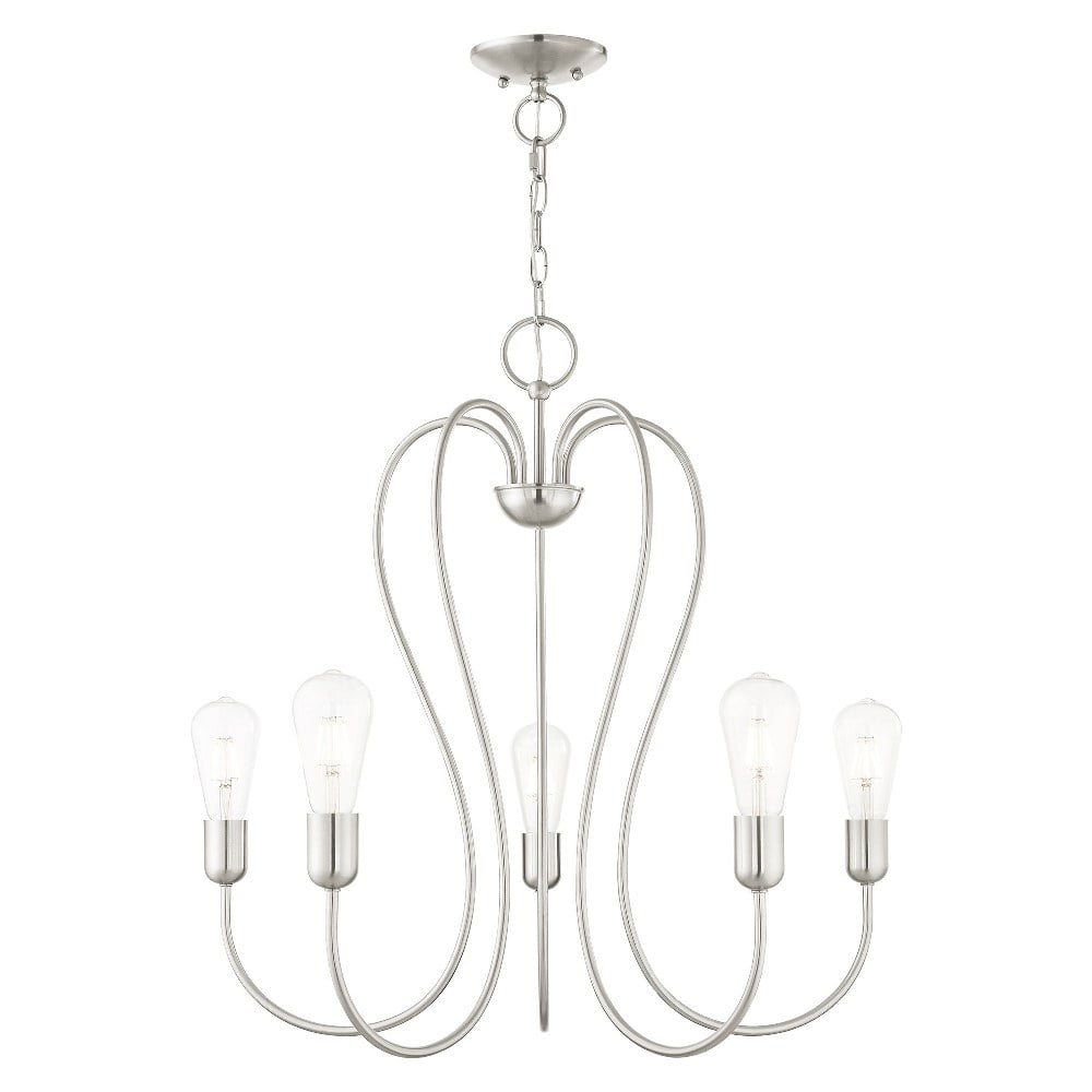 Brushed Nickel and Crystal 5-Light Candle Chandelier