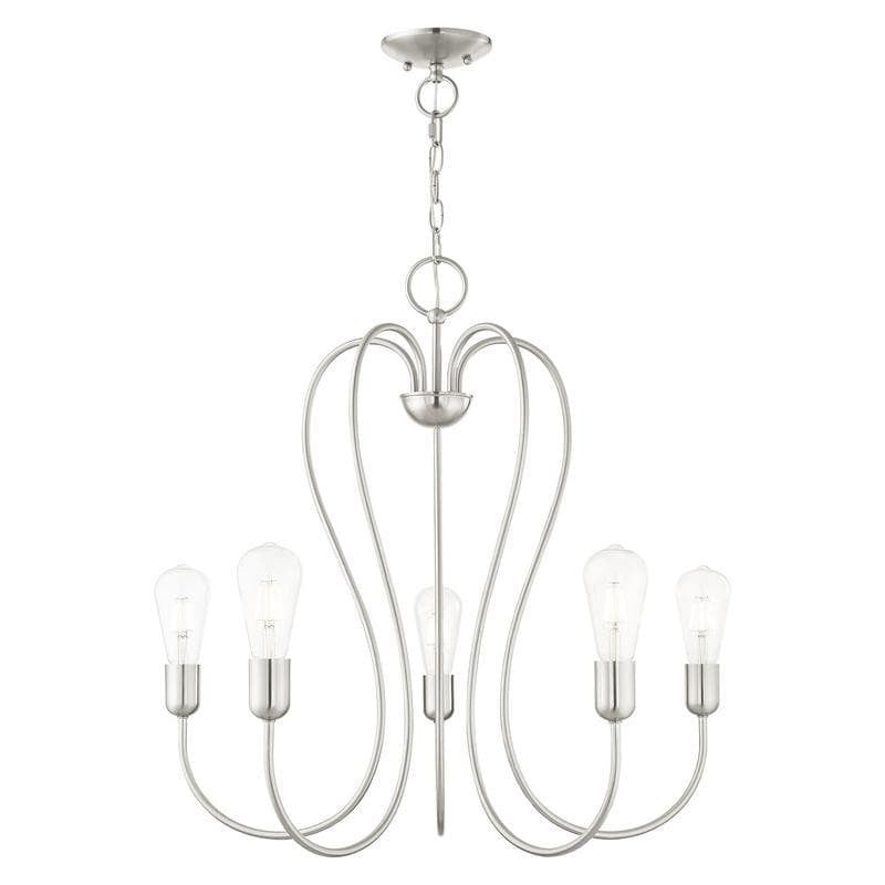 Brushed Nickel and Crystal 5-Light Candle Chandelier