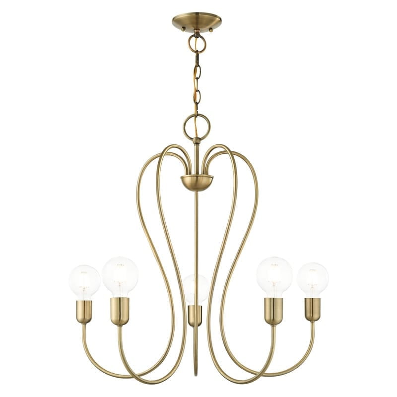 Antique Brass Crystal Elegance 5-Light Chandelier