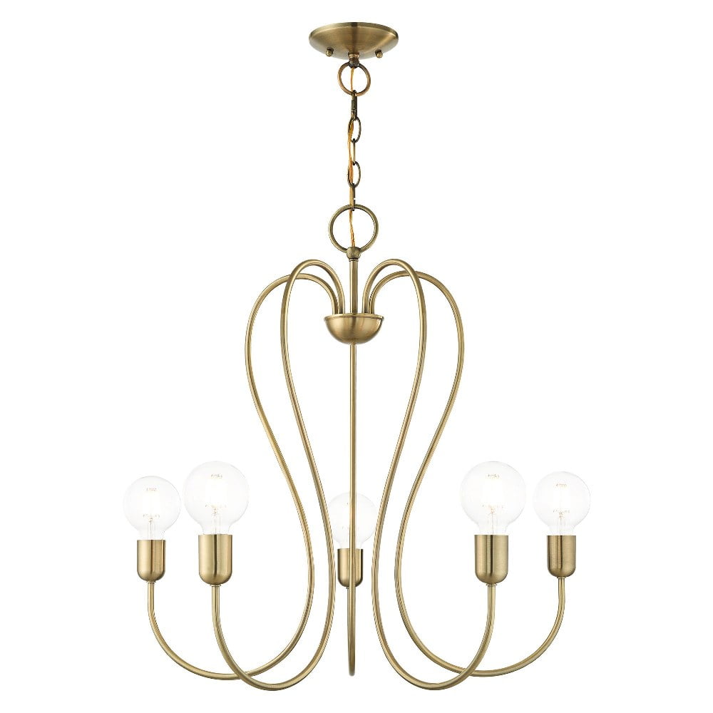 Antique Brass Crystal Elegance 5-Light Chandelier