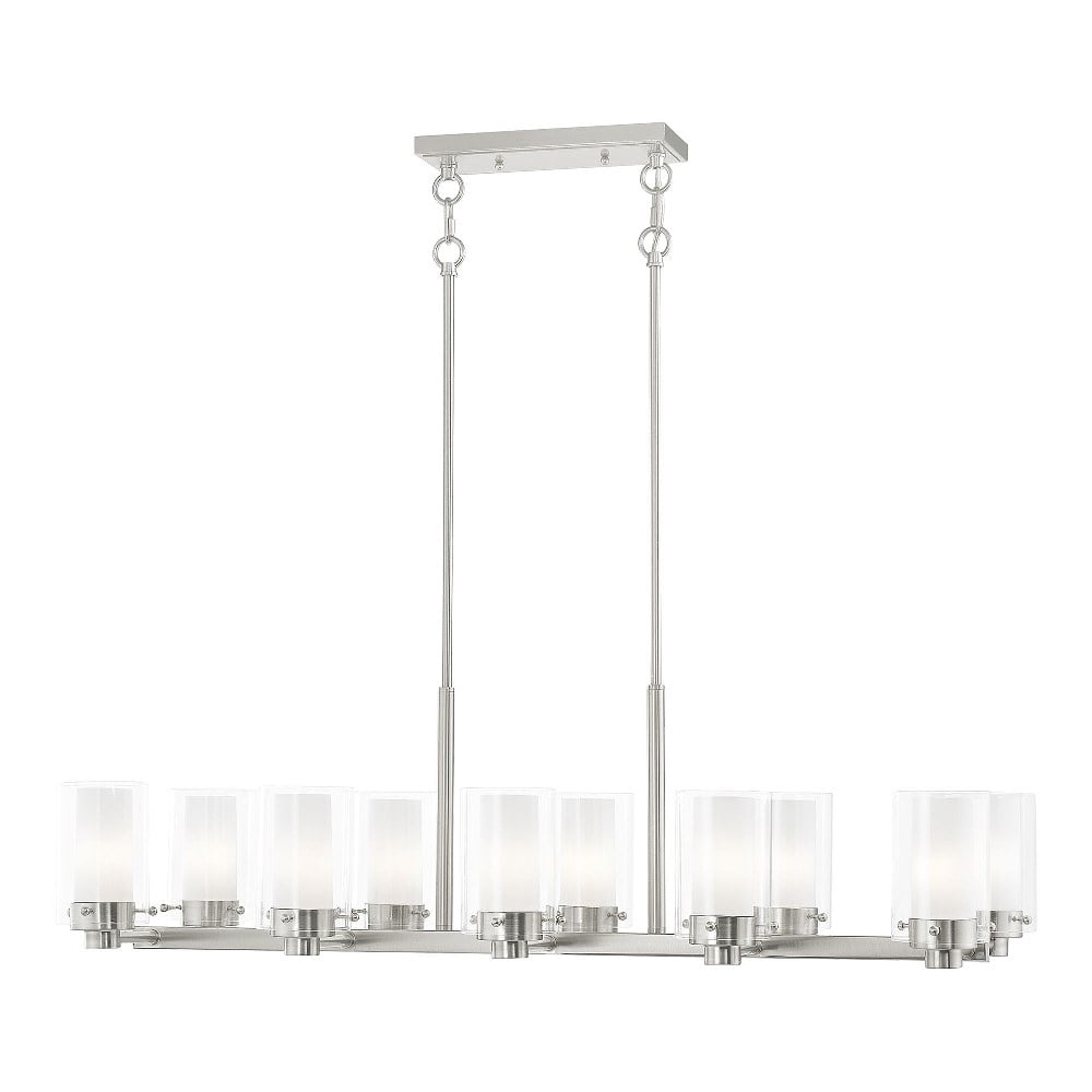 Manhattan Brushed Nickel 10-Light Chandelier with Clear Glass Shades