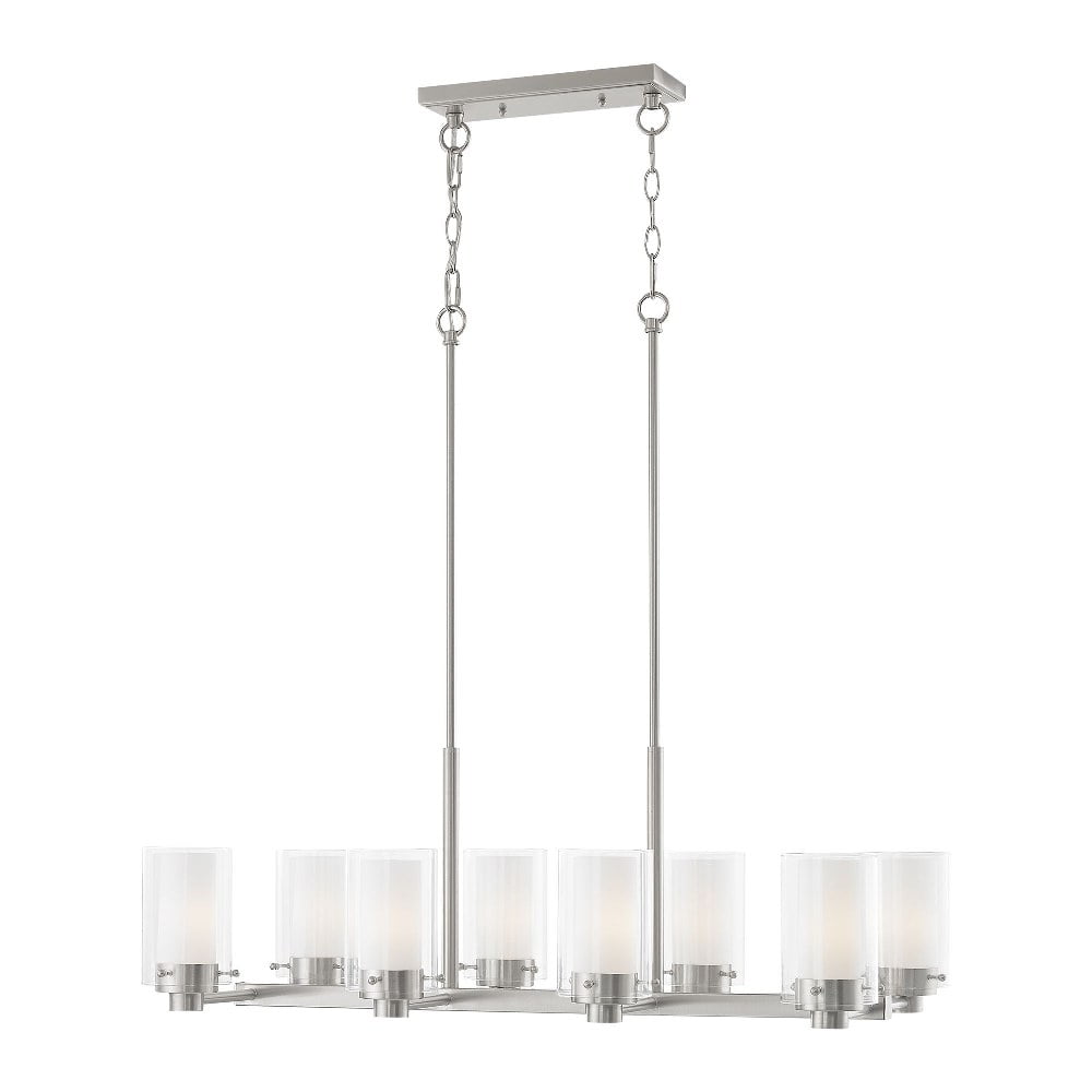 Manhattan Contemporary 8-Light Linear Chandelier in Brushed Nickel
