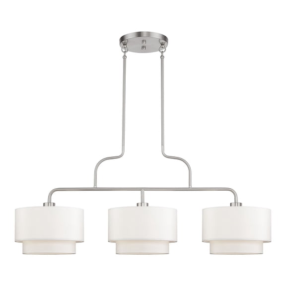 50303-91 Livex Lighting Manorwood - 3 Light Extra Large Linear Chandelier-30 Inches Tall and 13 Inches Wide-Brushed Nickel Finish