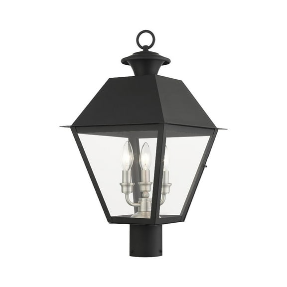 Livex Lighting - Mansfield - 3 Light Outdoor Post Top Lantern in Coastal Style -