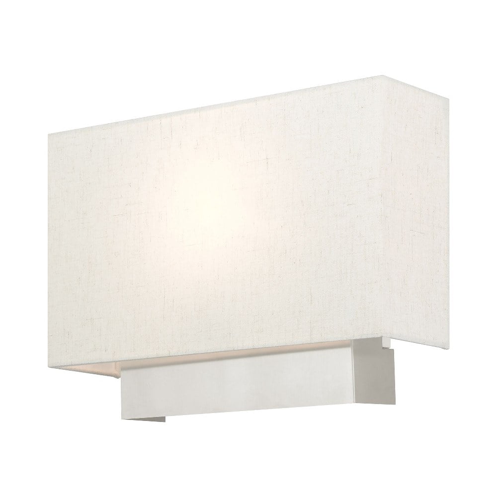 Meadow Brushed Nickel Modern 1-Light ADA Sconce with Oatmeal Shade