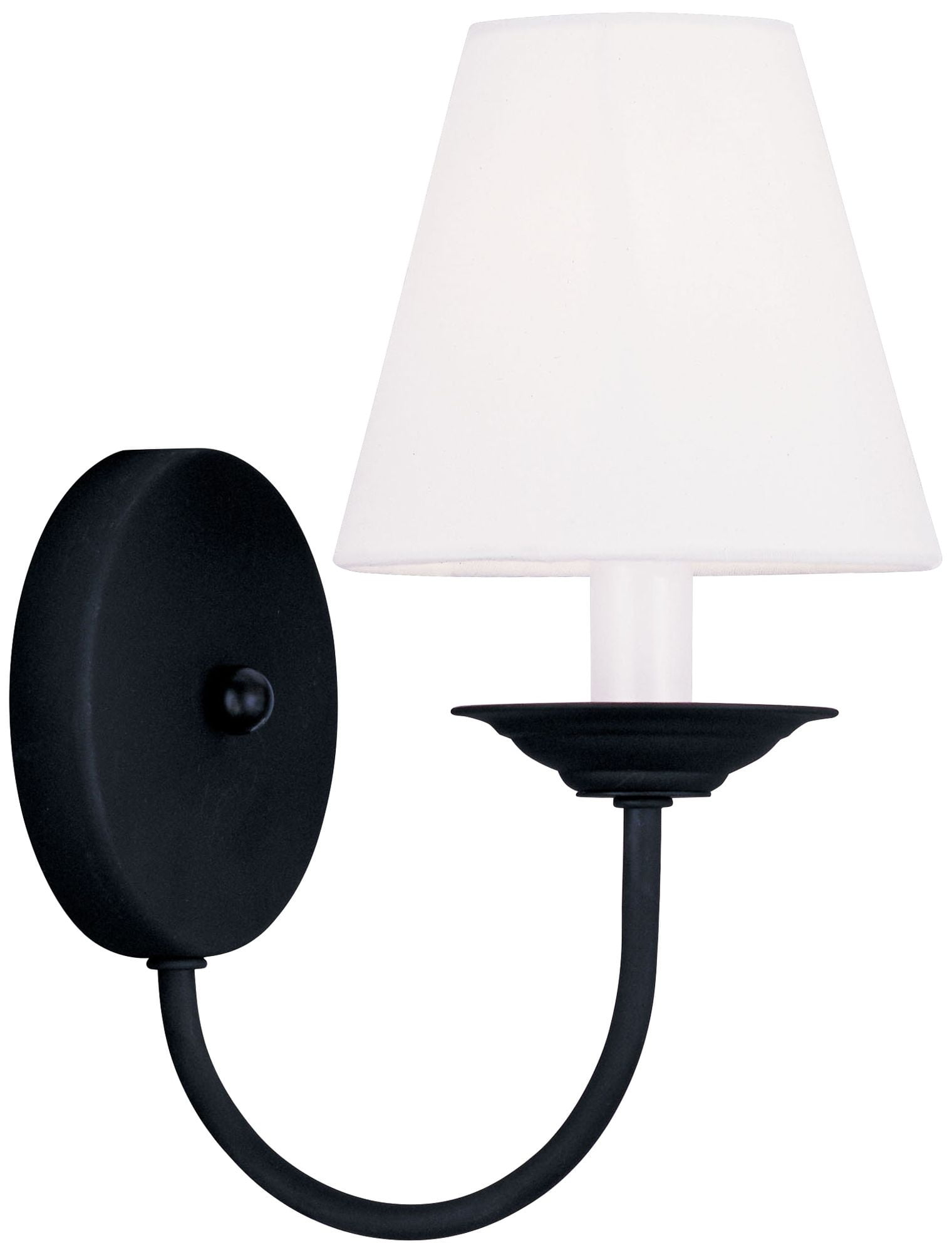 Black Steel Wall Sconce with Off-White Shade