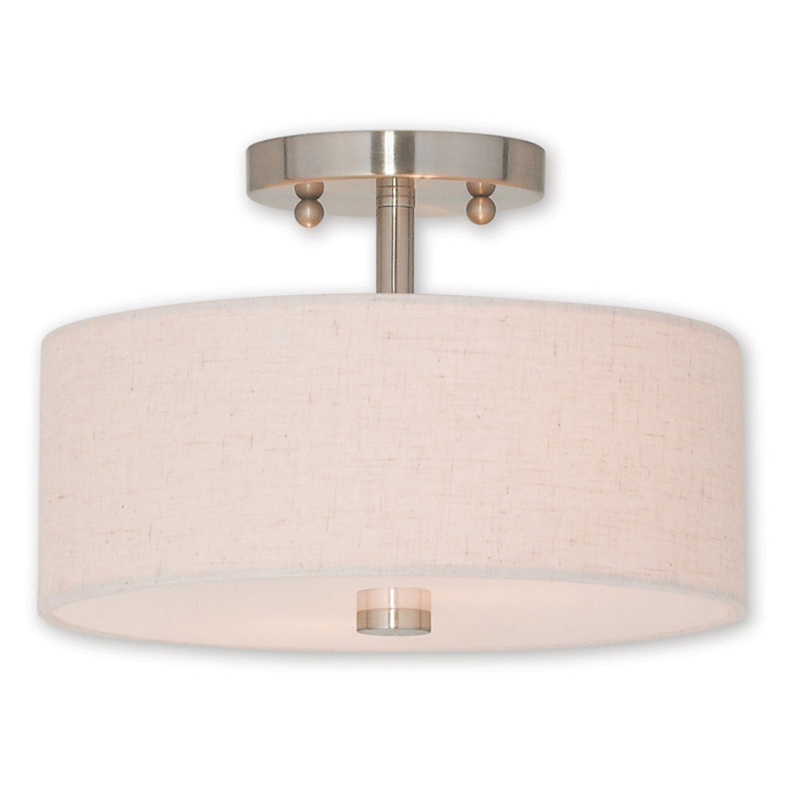 Meridian Brushed Nickel Semi-Flush Mount with Drum Shade