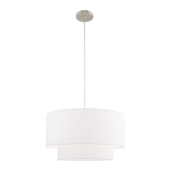 Livex Lighting Meridian 20" 1-Light Metal Pendant Chandelier in Brushed Nickel