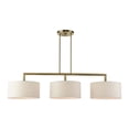 thumbnail image 1 of Livex Lighting Monroe 3-Light Metal & Fabric Linear Chandelier in Antique Brass, 1 of 14