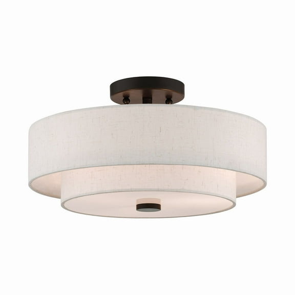 Livex Lighting - Meridian - 3 Light Semi-Flush Mount In Transitional Style-8.25