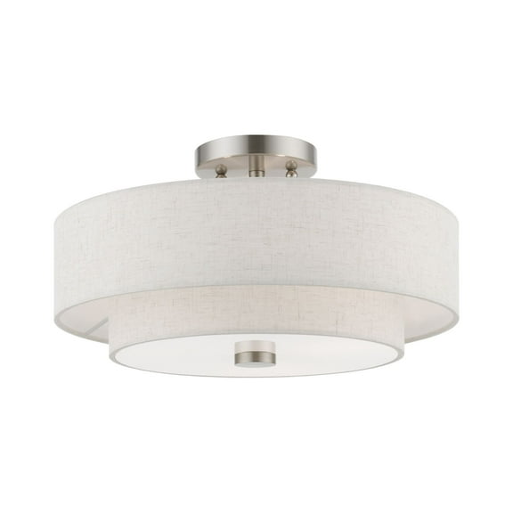 Livex Lighting - Meridian - 3 Light Semi-Flush Mount In Transitional Style-8.25