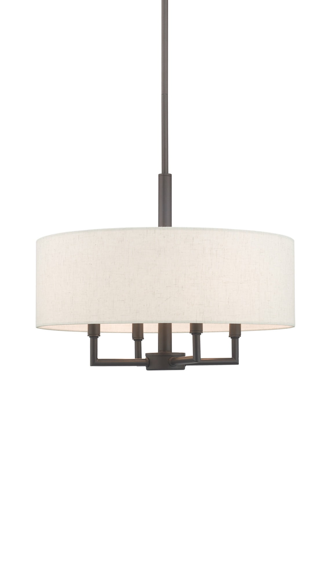 Mini Drum English Bronze Pendant with Oatmeal Fabric Shade