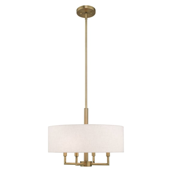 42604-01 Livex Lighting Meridian - 4 Light Pendant in Modern Style - 18 Inches wide by 22.5 Inches high-Antique Brass Finish -Traditional