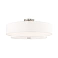 thumbnail image 1 of Livex Lighting Meridian 9.5" 5-Light Metal & Fabric Semi Flush in Brushed Nickel, 1 of 9
