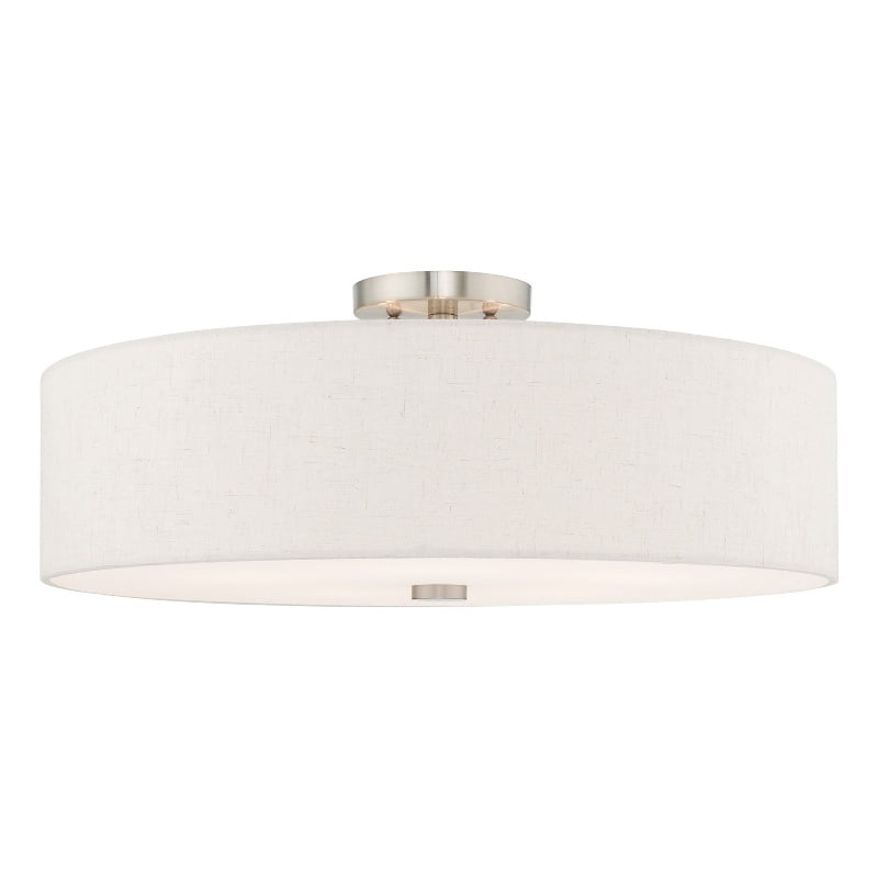 Contemporary Indoor/Outdoor 5-Light Brushed Nickel Drum Ceiling Fixture