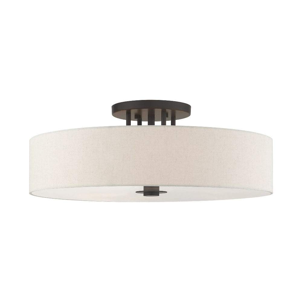 Meridian English Bronze 6-Light LED Drum Semi-Flush Mount