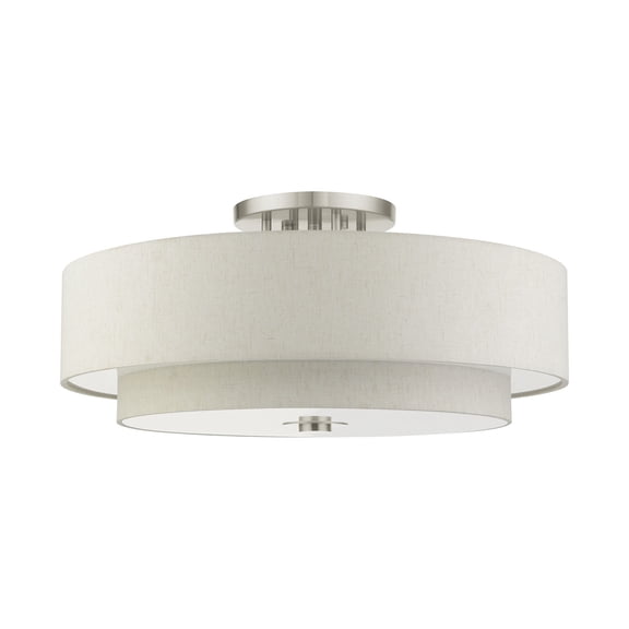 Livex Lighting - Meridian - 6 Light Semi-Flush Mount in Modern Style - 30 Inches